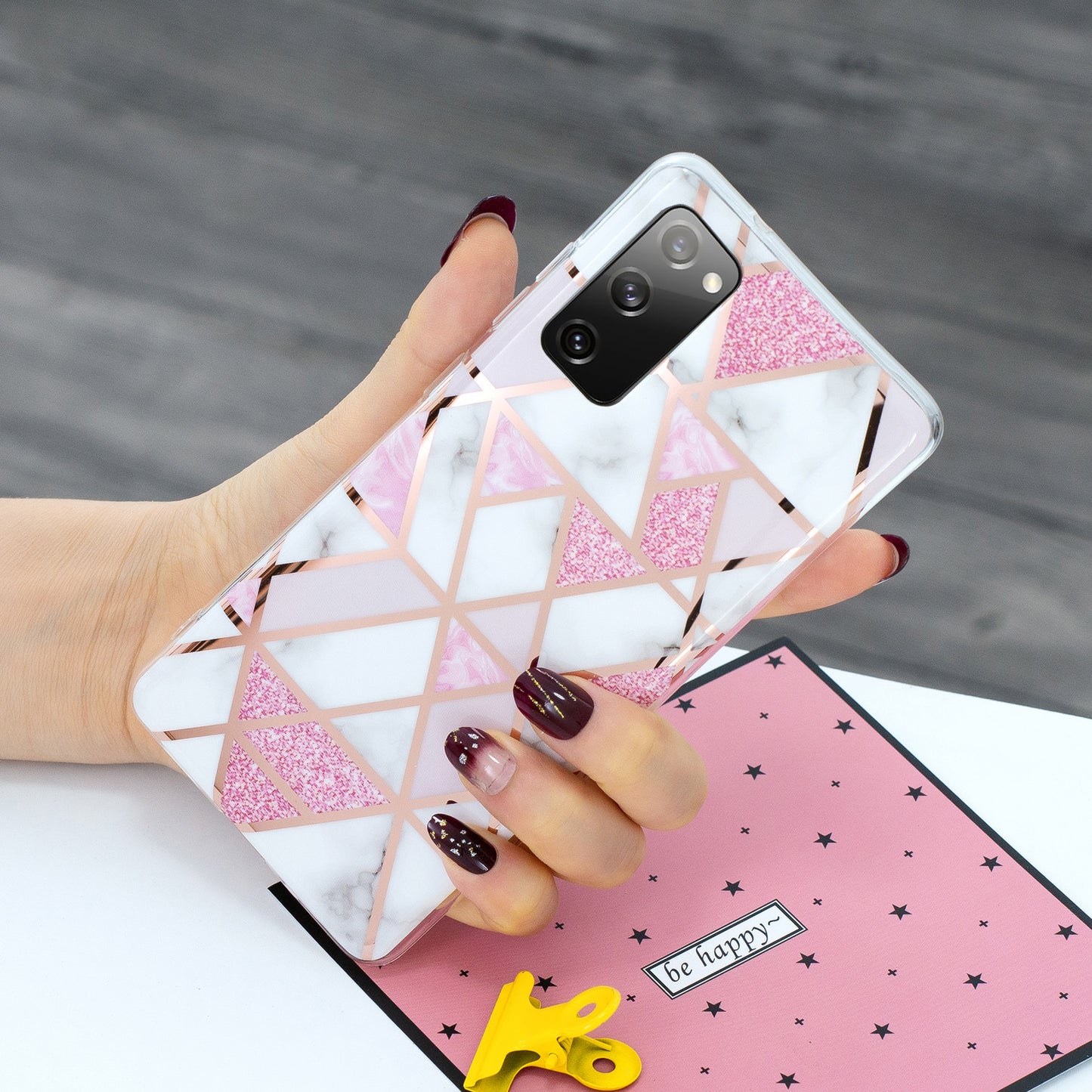 Marble Pattern Electroplating IMD TPU Phone Case for Samsung Galaxy S20 FE 4G/5G/2022/S20 Lite - Pink