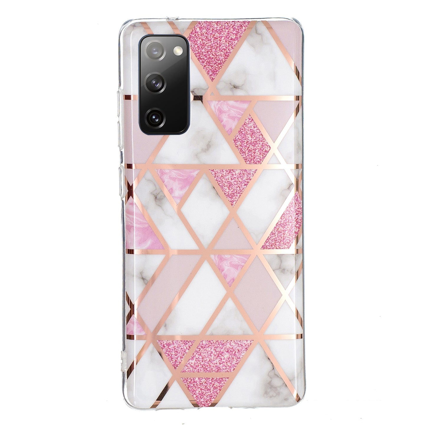 Marble Pattern Electroplating IMD TPU Phone Case for Samsung Galaxy S20 FE 4G/5G/2022/S20 Lite - Pink
