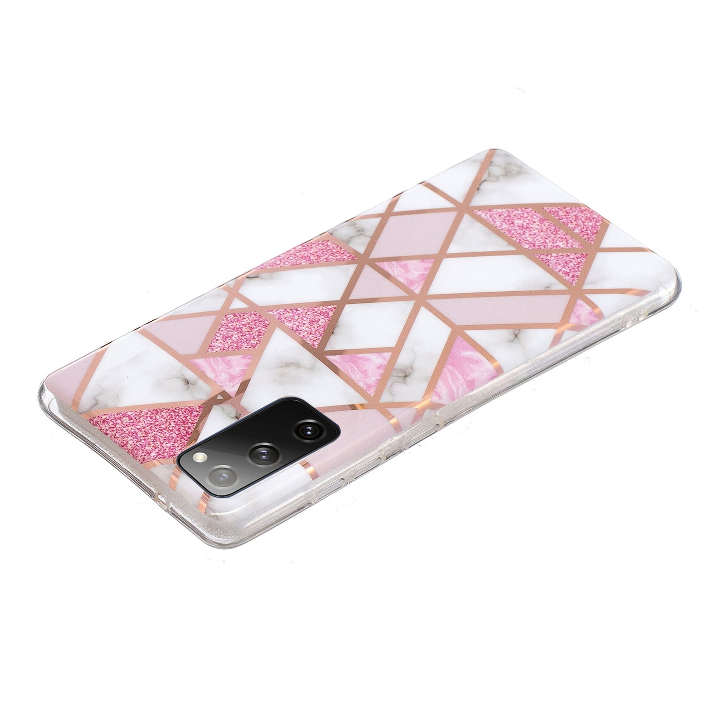 Marble Pattern Electroplating IMD TPU Phone Case for Samsung Galaxy S20 FE 4G/5G/2022/S20 Lite - Pink