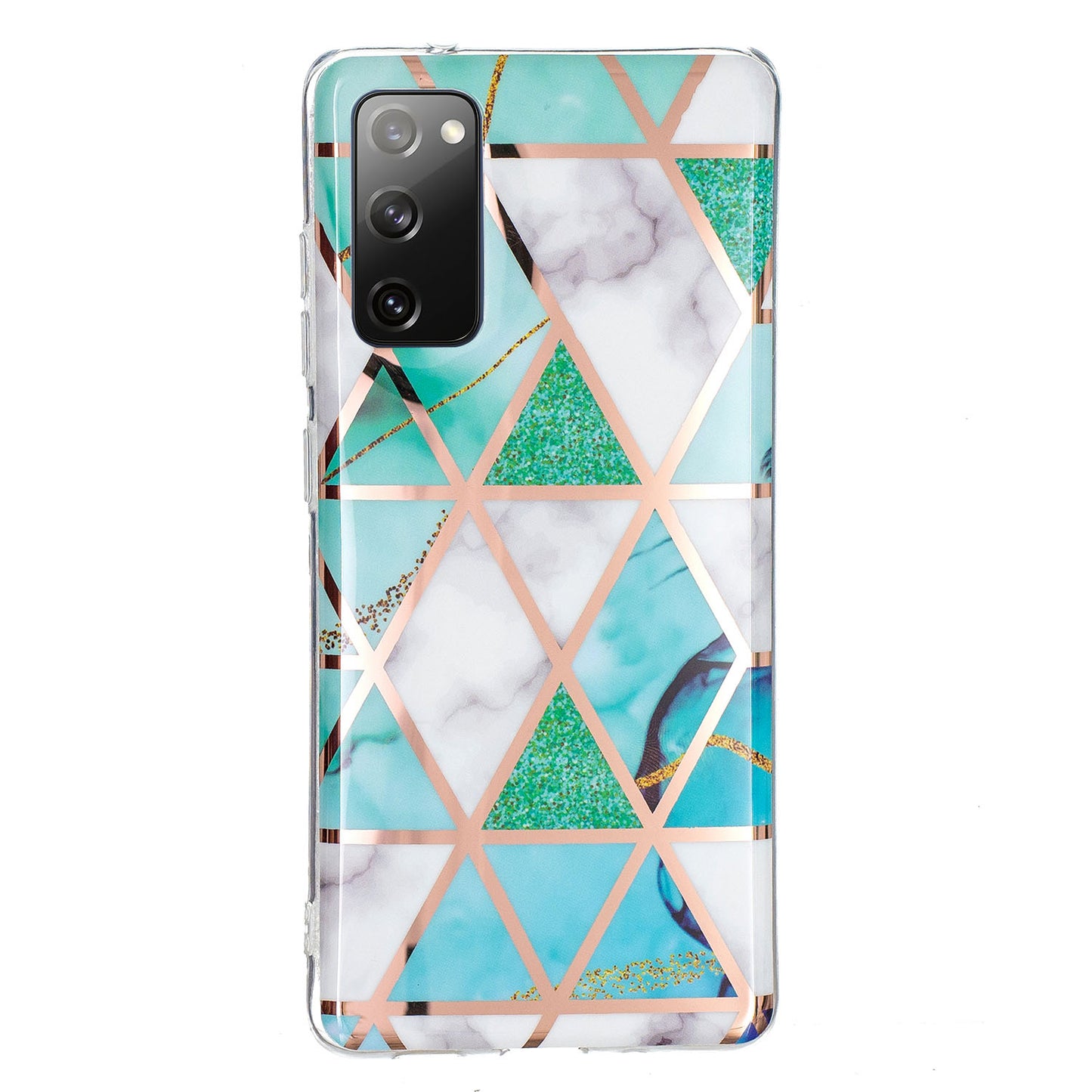 Marble Pattern Electroplating IMD TPU Phone Case for Samsung Galaxy S20 FE 4G/5G/2022/S20 Lite - Cyan