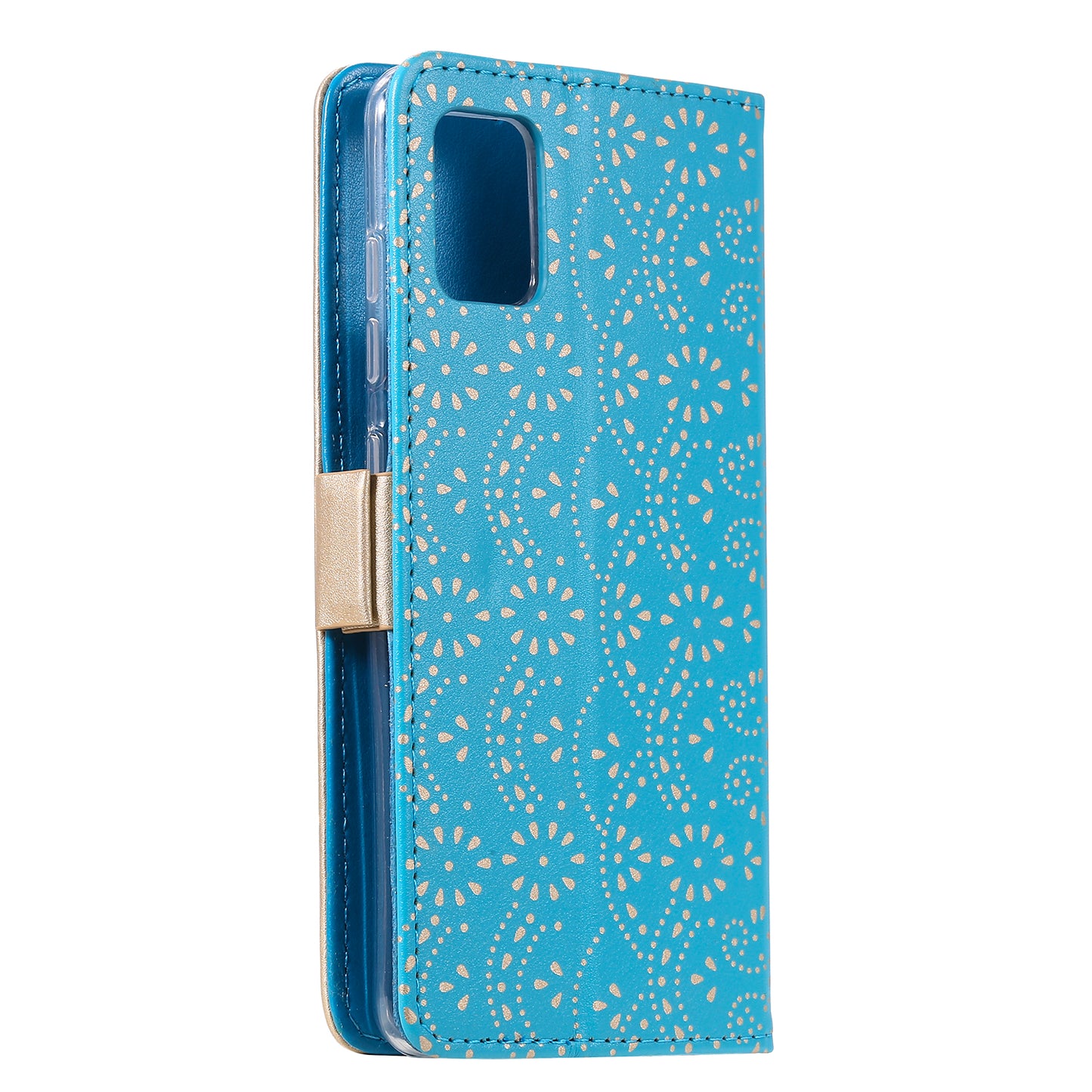 Lace Flower Skin Zipper Leather Cover for Samsung Galaxy S20 FE 4G/5G/2022/S20 Lite - Blue