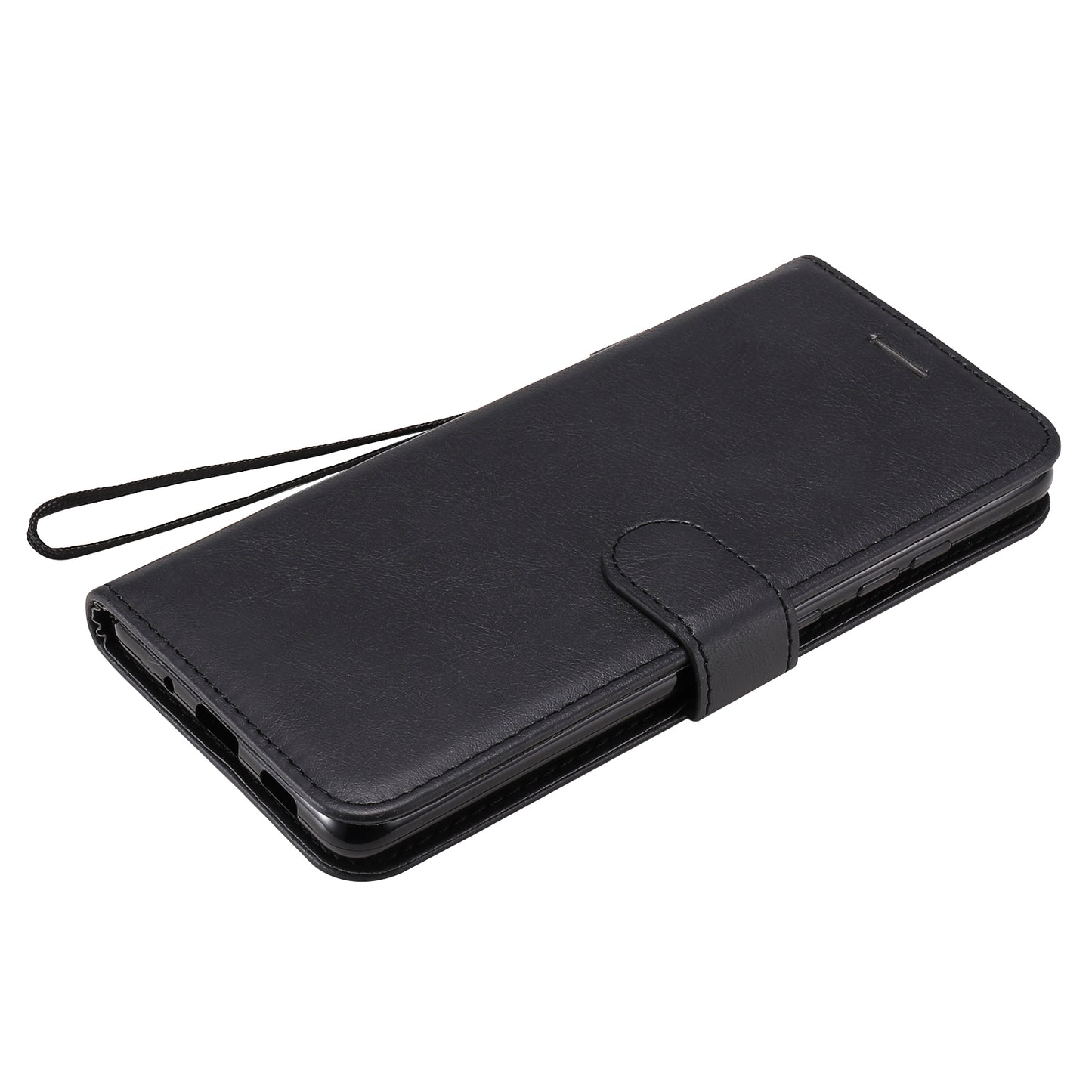 KT Leather Series-2 PU Leather Wallet Stand Case with Lanyard for Samsung Galaxy S20 FE 4G/5G/2022/S20 Lite - Black