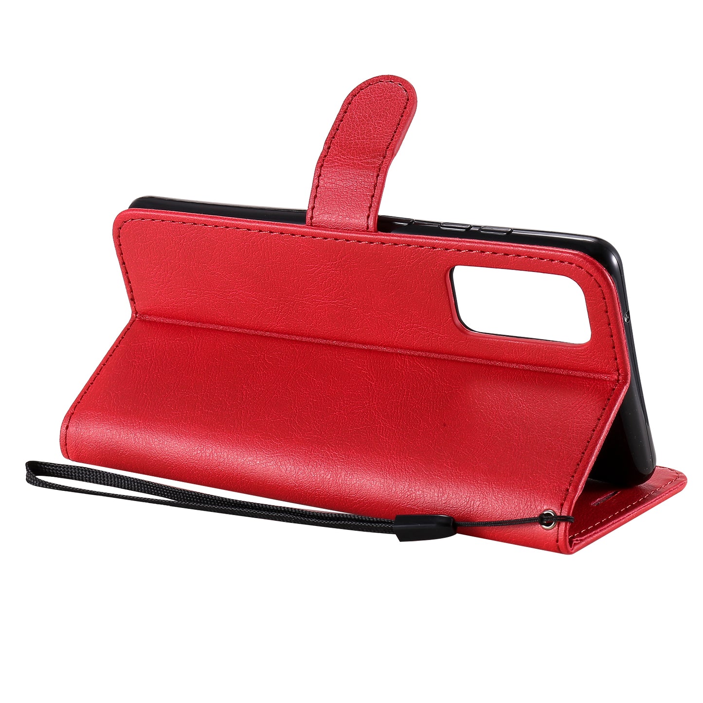 KT Leather Series-2 PU Leather Wallet Stand Case with Lanyard for Samsung Galaxy S20 FE 4G/5G/2022/S20 Lite - Red