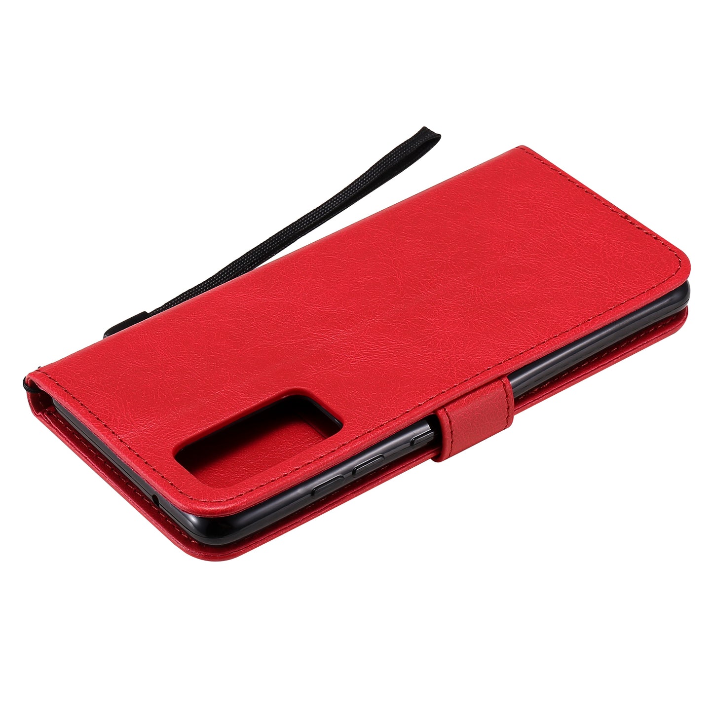 KT Leather Series-2 PU Leather Wallet Stand Case with Lanyard for Samsung Galaxy S20 FE 4G/5G/2022/S20 Lite - Red