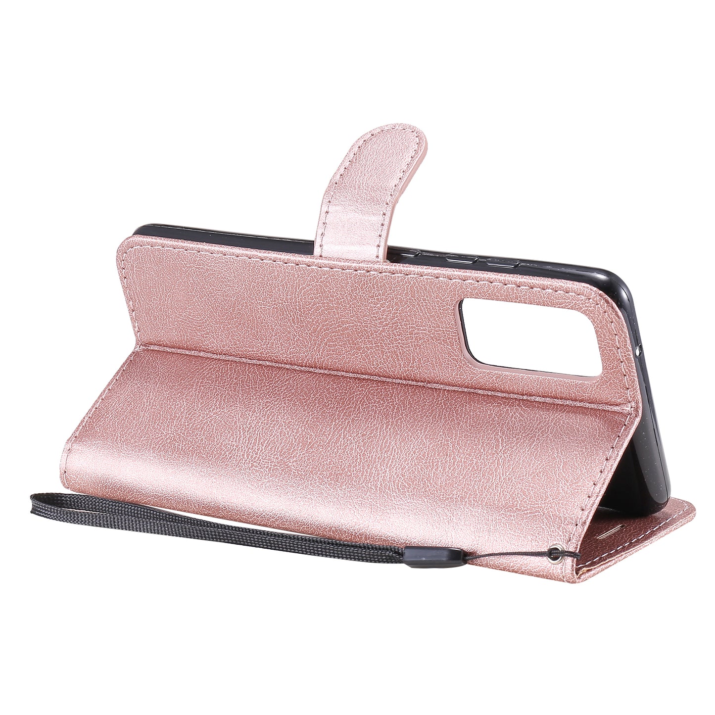 KT Leather Series-2 PU Leather Wallet Stand Case with Lanyard for Samsung Galaxy S20 FE 4G/5G/2022/S20 Lite - Rose Gold