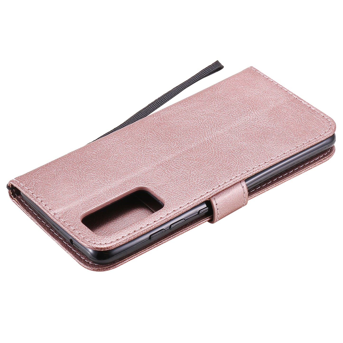 KT Leather Series-2 PU Leather Wallet Stand Case with Lanyard for Samsung Galaxy S20 FE 4G/5G/2022/S20 Lite - Rose Gold