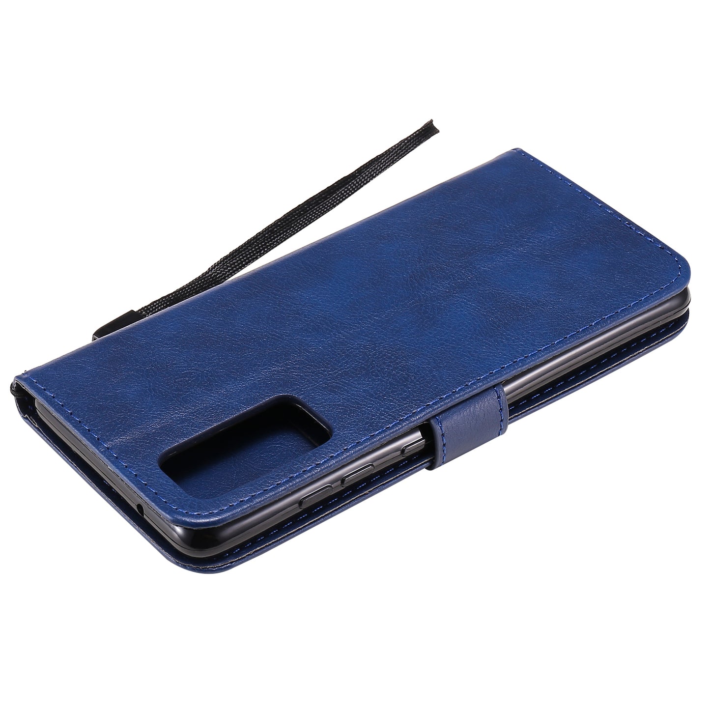 KT Leather Series-2 PU Leather Wallet Stand Case with Lanyard for Samsung Galaxy S20 FE 4G/5G/2022/S20 Lite - Blue