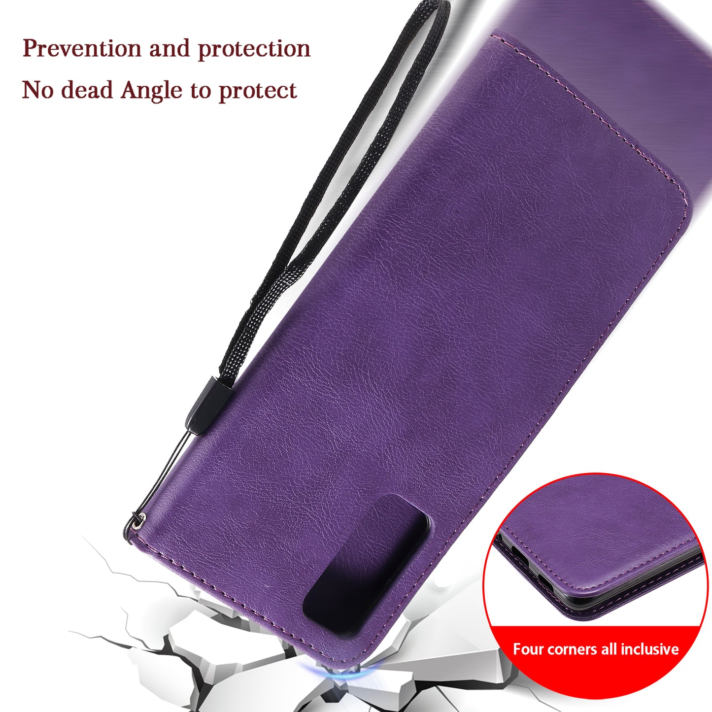 KT Leather Series-2 PU Leather Wallet Stand Case with Lanyard for Samsung Galaxy S20 FE 4G/5G/2022/S20 Lite - Purple