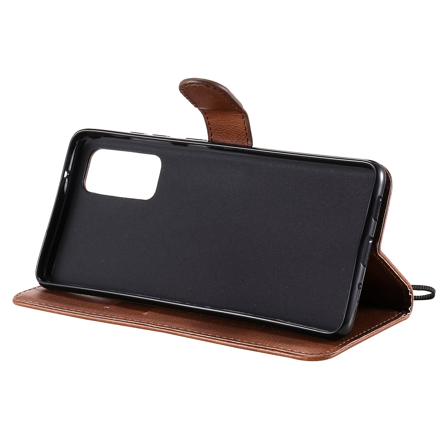 KT Leather Series-2 PU Leather Wallet Stand Case with Lanyard for Samsung Galaxy S20 FE 4G/5G/2022/S20 Lite - Brown