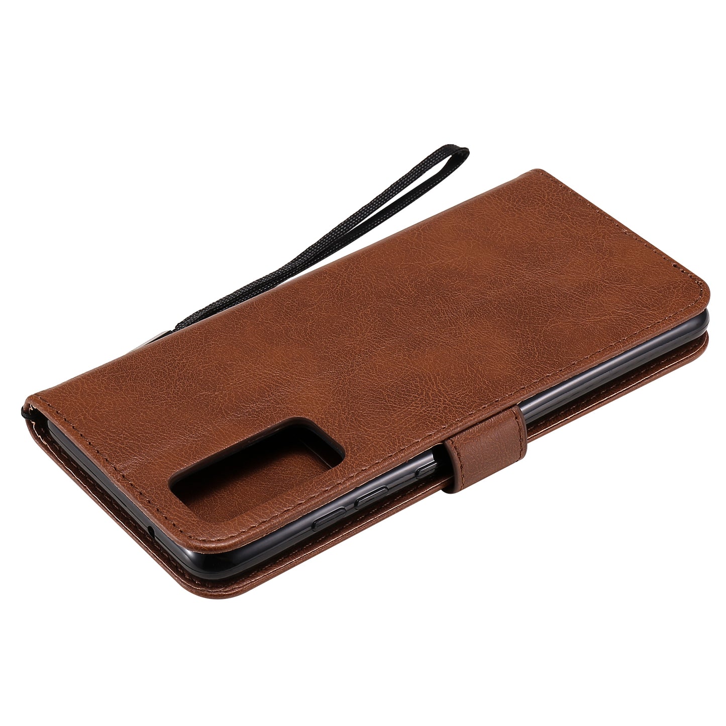 KT Leather Series-2 PU Leather Wallet Stand Case with Lanyard for Samsung Galaxy S20 FE 4G/5G/2022/S20 Lite - Brown