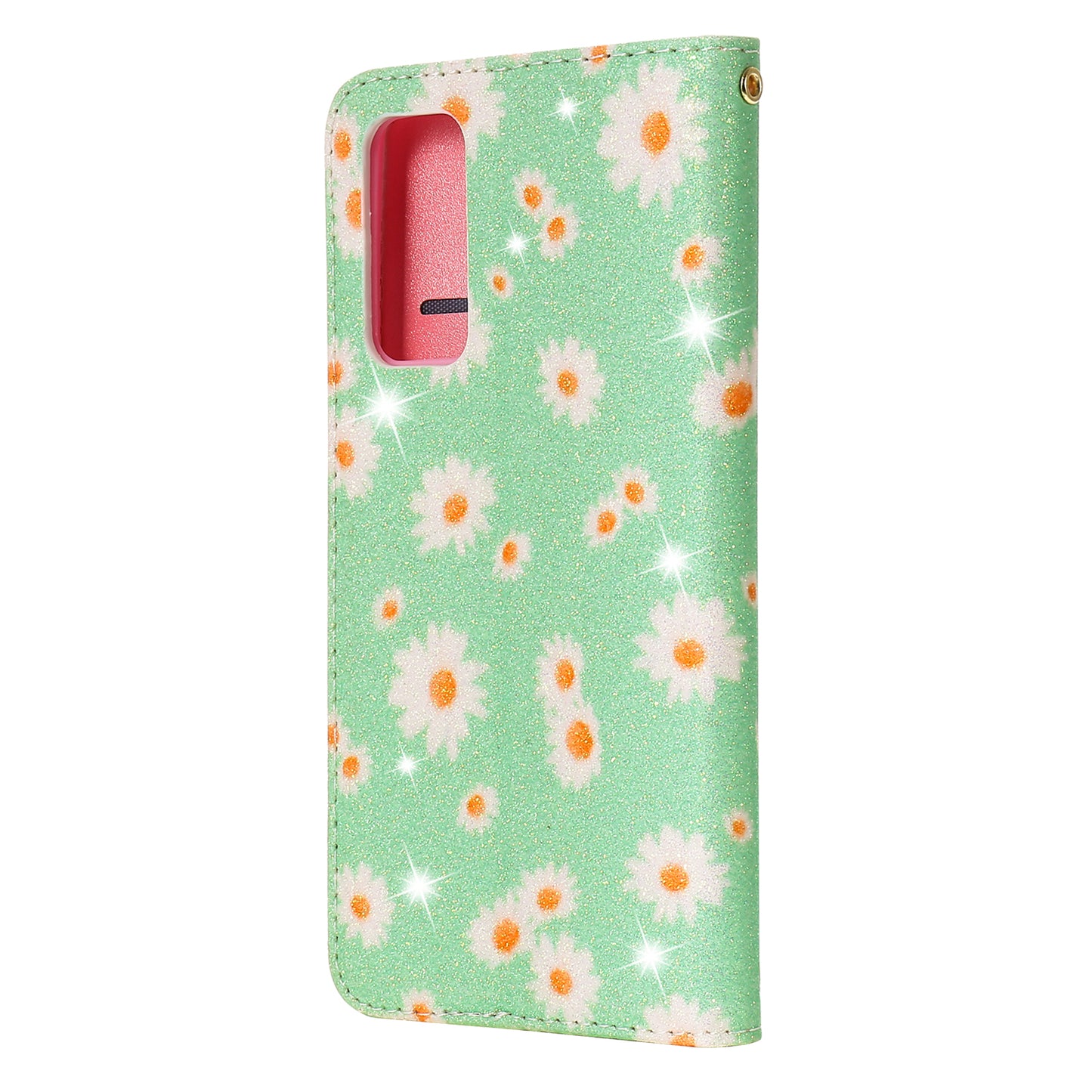 New Arrival Gleaming Powder Daisy Pattern Leather Phone Case for Samsung Galaxy S20 FE/S20 Fan Edition/S20 FE 5G/S20 Fan Edition 5G/S20 Lite - Green