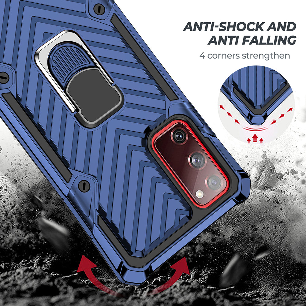 Rotatable Finger Ring Kickstand PC + TPU Hybrid Back Case for Samsung Galaxy S20 FE 4G/5G/2022/S20 Lite - Blue