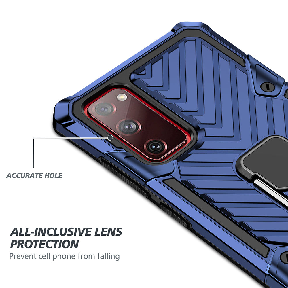 Rotatable Finger Ring Kickstand PC + TPU Hybrid Back Case for Samsung Galaxy S20 FE 4G/5G/2022/S20 Lite - Blue