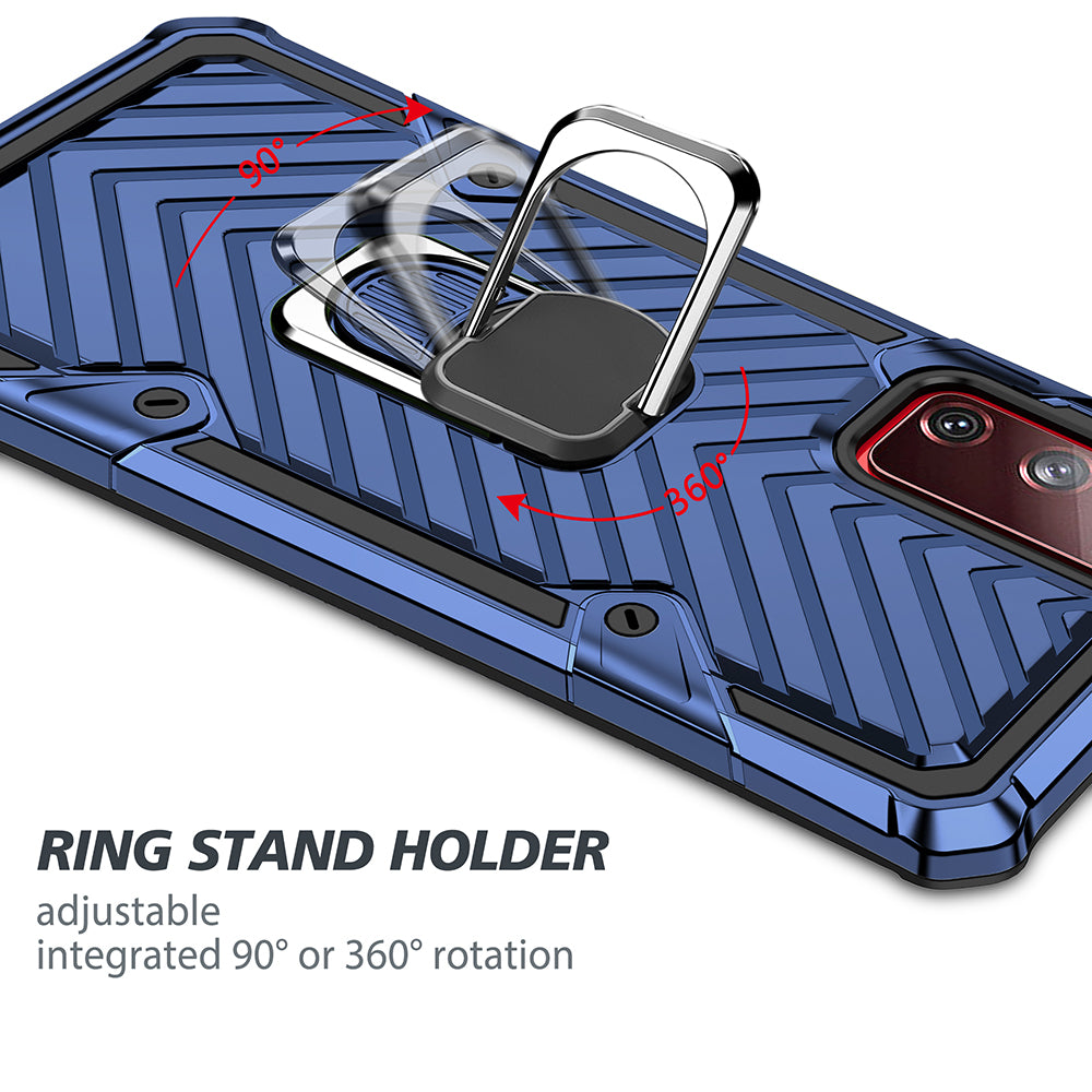 Rotatable Finger Ring Kickstand PC + TPU Hybrid Back Case for Samsung Galaxy S20 FE 4G/5G/2022/S20 Lite - Blue