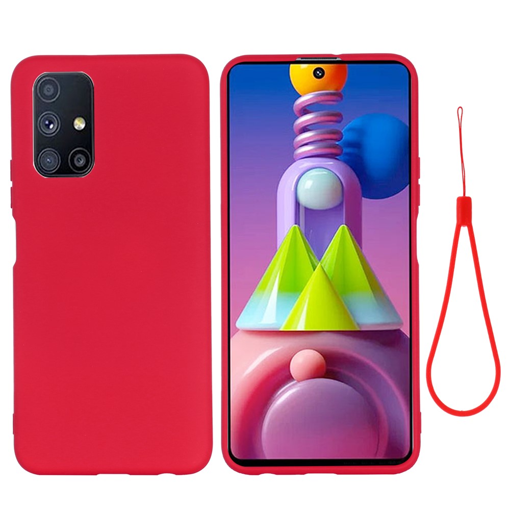 Liquid Silicone Phone Case for Samsung Galaxy M51 (Side Fingerprint Version) - Red