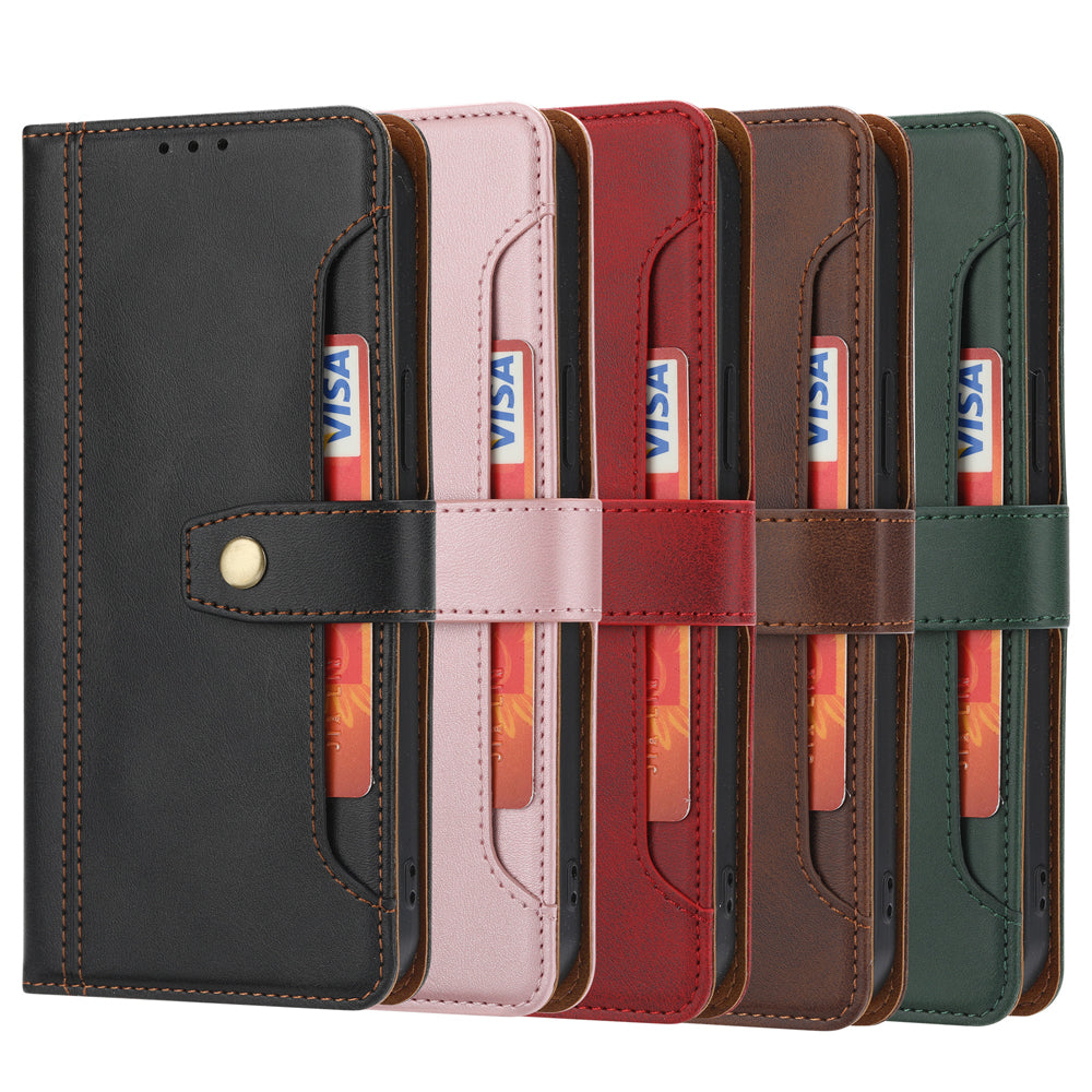 Leather Wallet Stand Phone Shell with Supporting Stand for Samsung Galaxy S20 FE 4G/5G/2022/S20 Lite - Brown