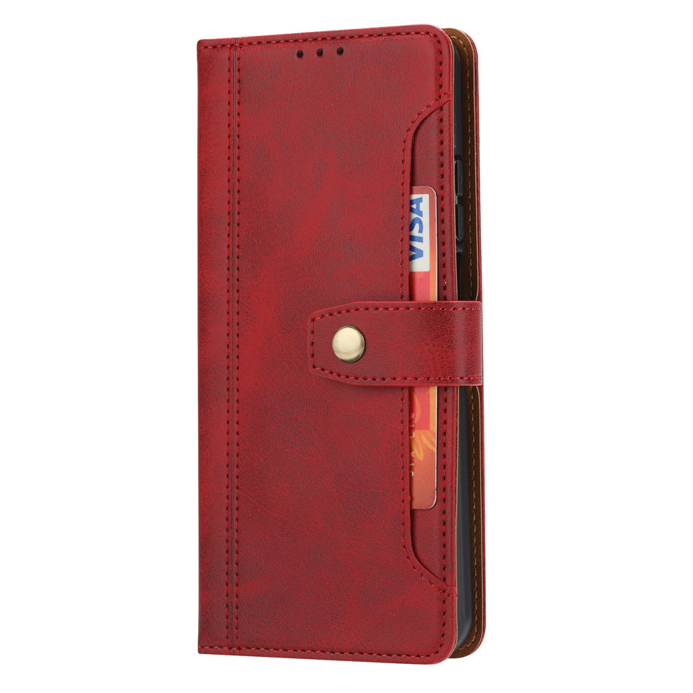 Leather Wallet Stand Phone Shell with Supporting Stand for Samsung Galaxy S20 FE 4G/5G/2022/S20 Lite - Red