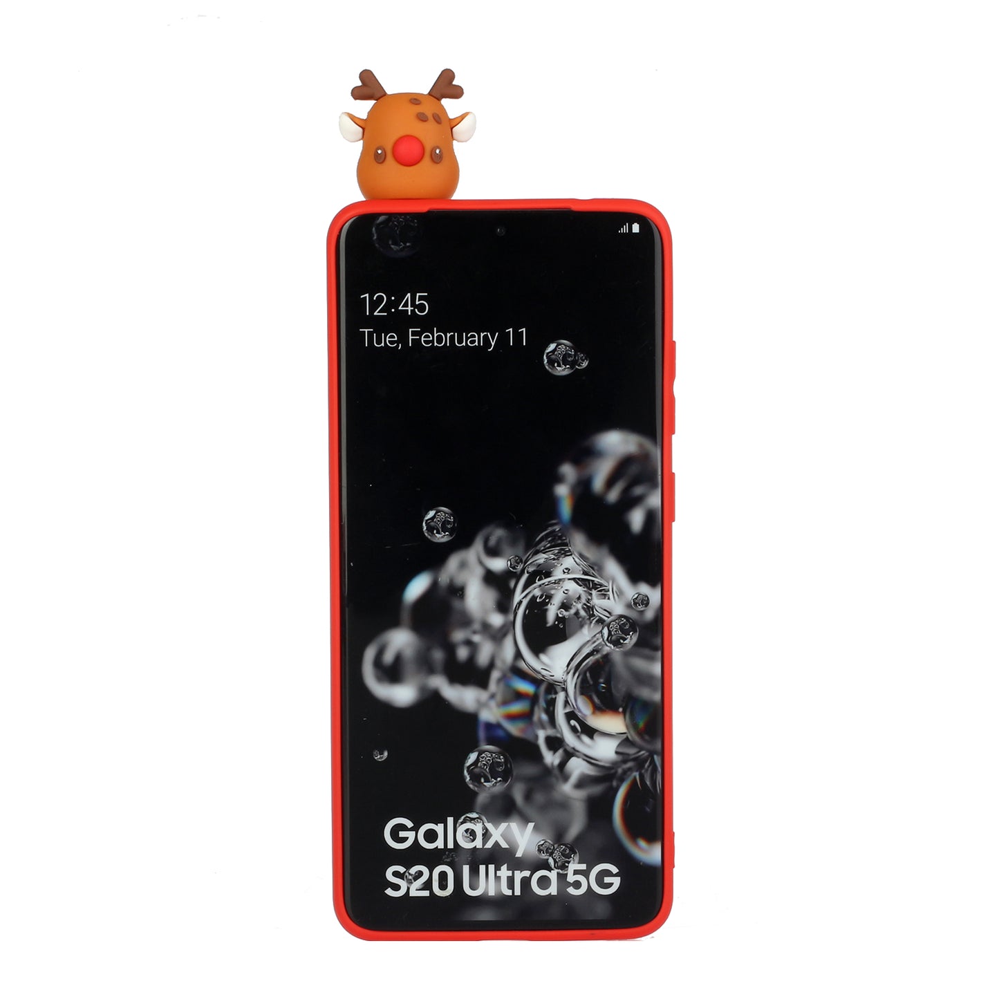 3D Christmas Doll Decor TPU Phone Cover Case for Samsung Galaxy S20 Ultra - Red Santa and Moose