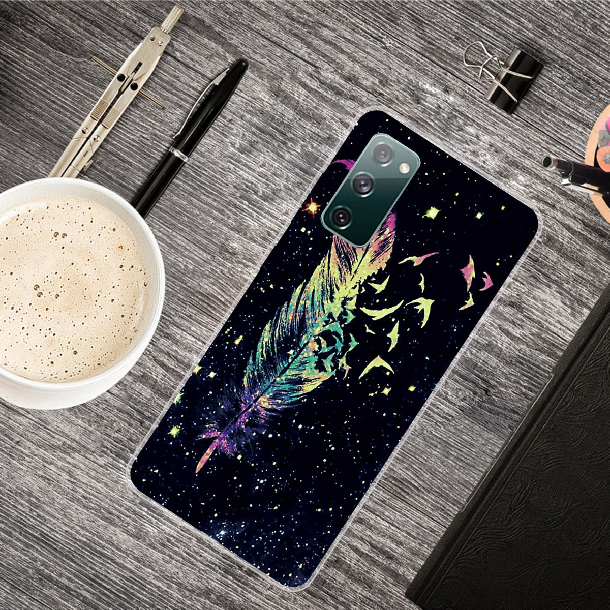 High Transmittance Patterned Shell for Samsung Galaxy S20 FE 4G/5G/2022/S20 Lite TPU Case - Feather
