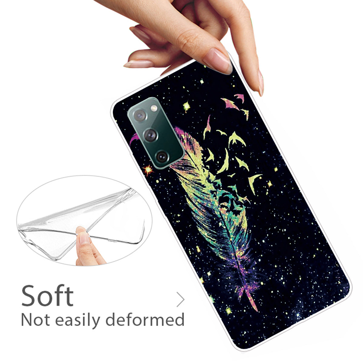 High Transmittance Patterned Shell for Samsung Galaxy S20 FE 4G/5G/2022/S20 Lite TPU Case - Feather