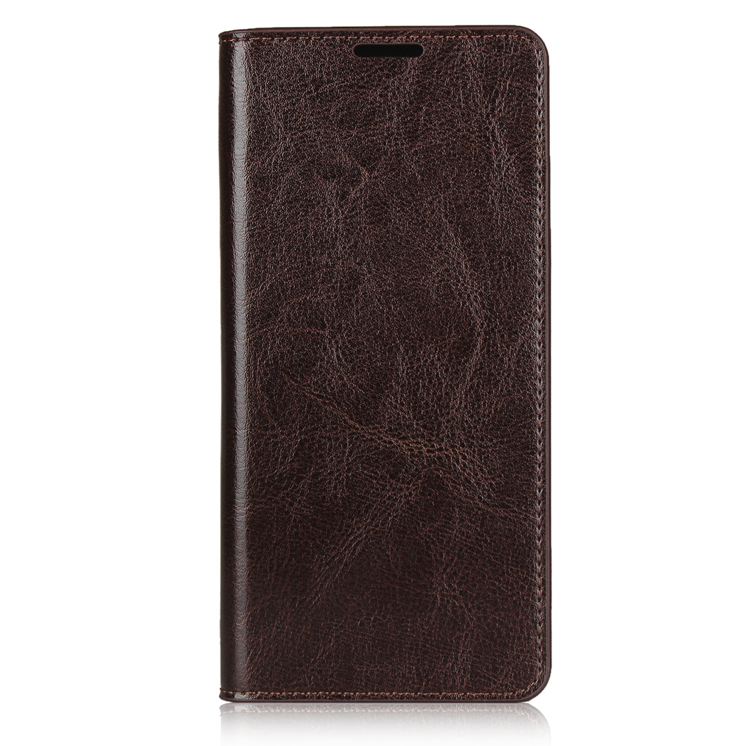 Crazy Horse Auto-Absorbed Genuine Leather Wallet Stand Case for Samsung Galaxy S20 FE/S20 Fan Edition/S20 FE 5G/S20 Fan Edition 5G - Dark Brown