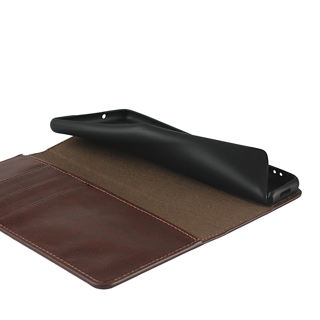 Crazy Horse Auto-Absorbed Genuine Leather Wallet Stand Case for Samsung Galaxy S20 FE/S20 Fan Edition/S20 FE 5G/S20 Fan Edition 5G - Dark Brown