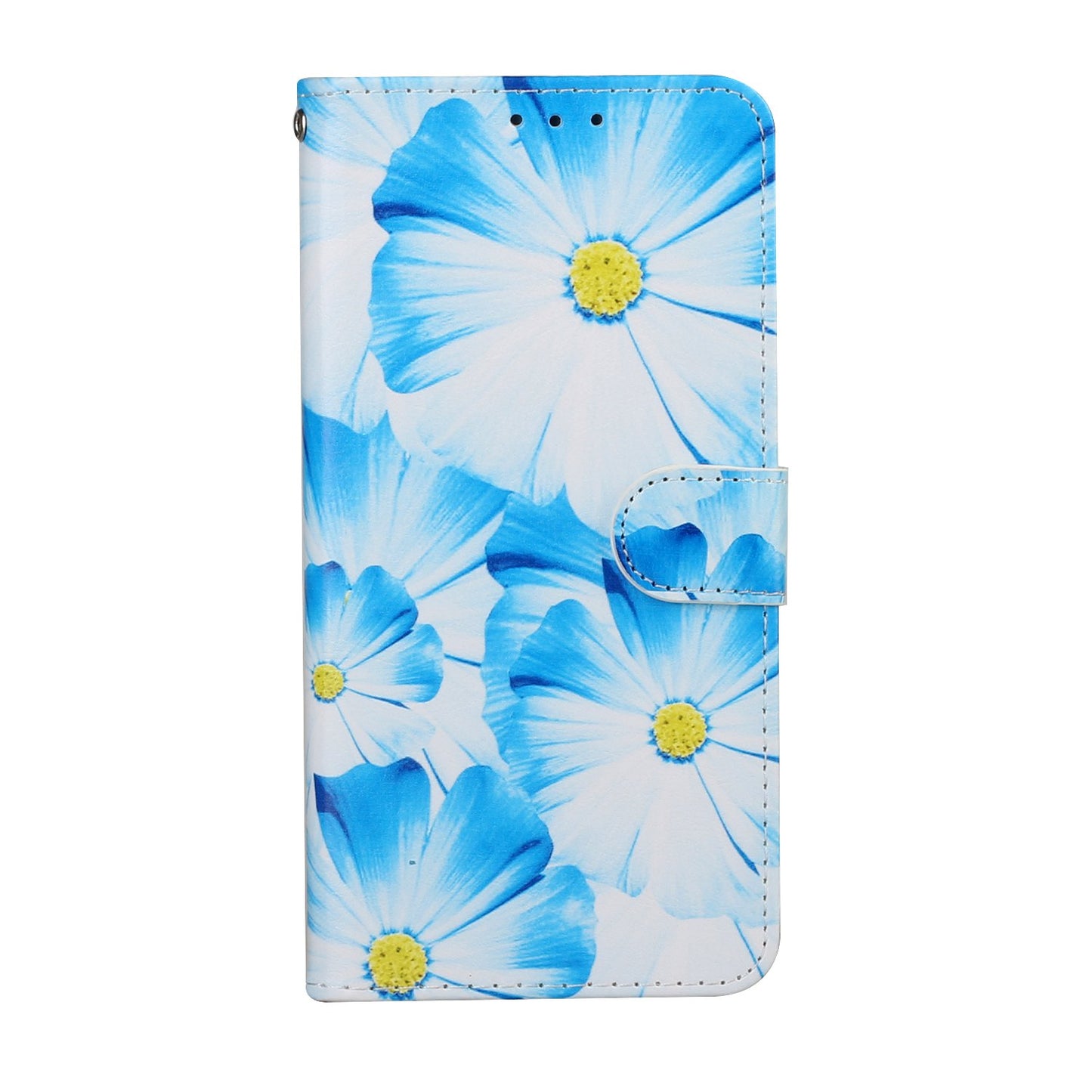 For Samsung Galaxy S20 FE 4G/5G/S20 Lite/S20 FE 2022 Pattern Printing Wallet Leather Protector Cover - Blue Flower