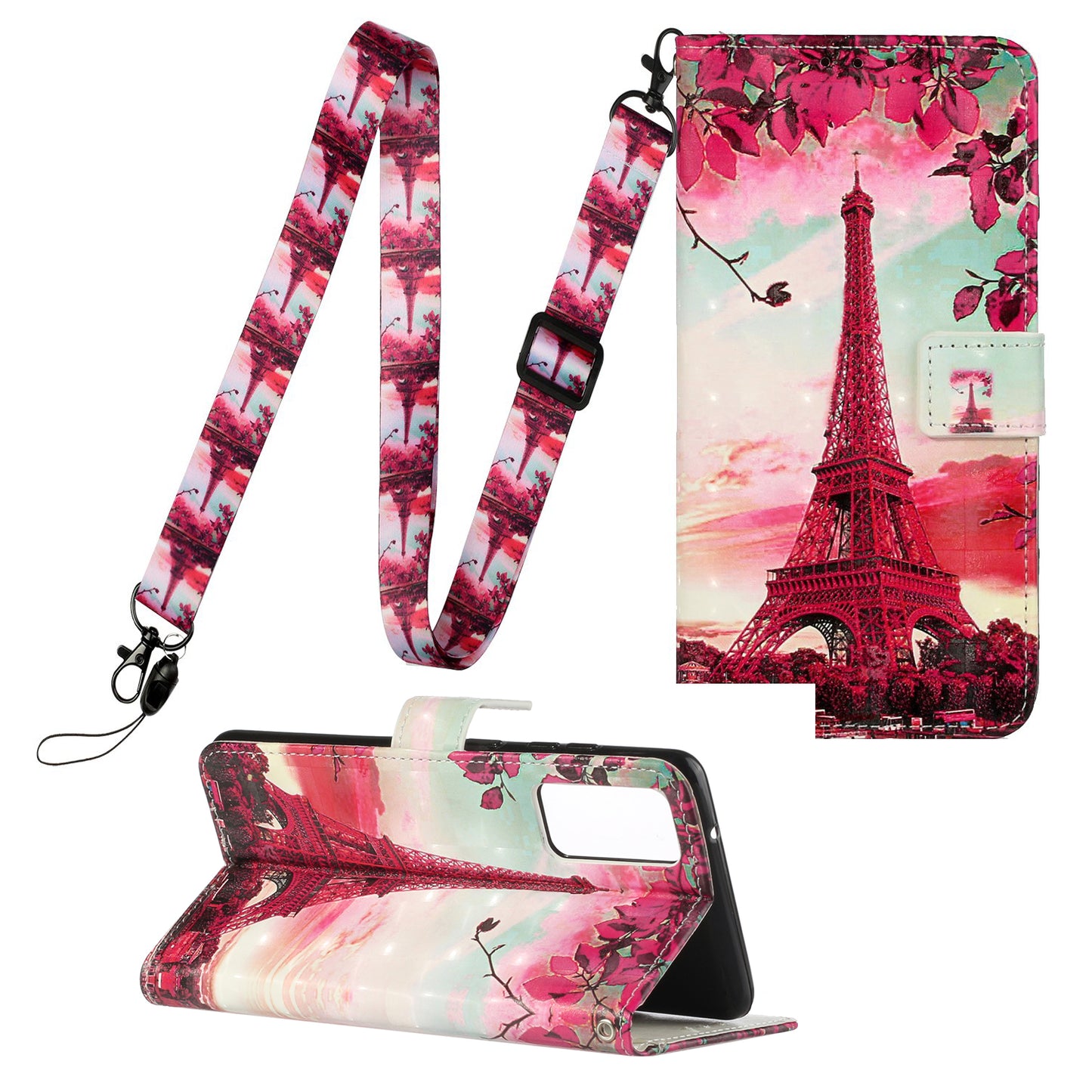 Pattern Printing Leather Protector with Hanging Strap for Samsung Galaxy S20 Plus/S20 Plus 5G Stand Case - Tower