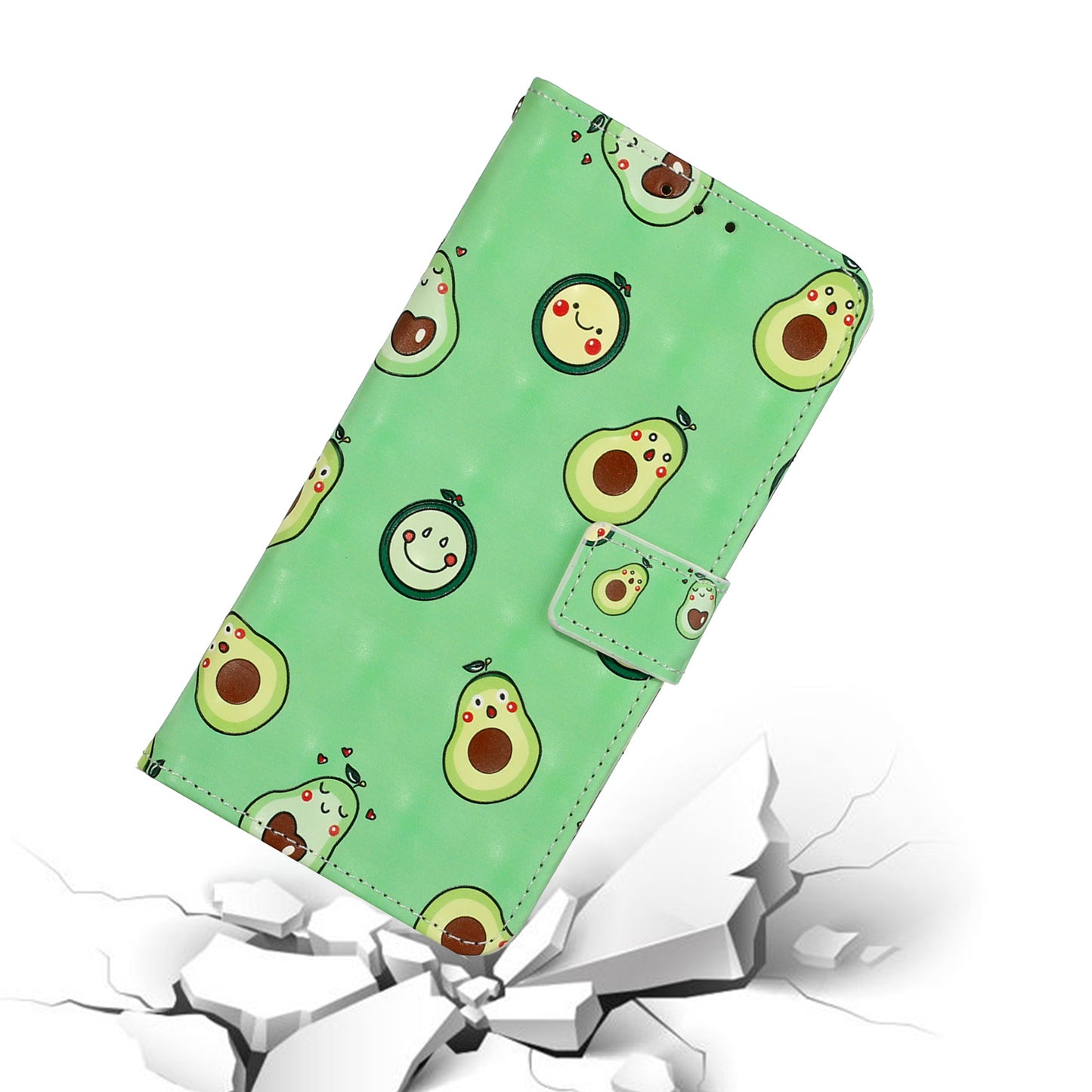 Pattern Printing Leather Protector with Hanging Strap for Samsung Galaxy S20 Plus/S20 Plus 5G Stand Case - Avocado