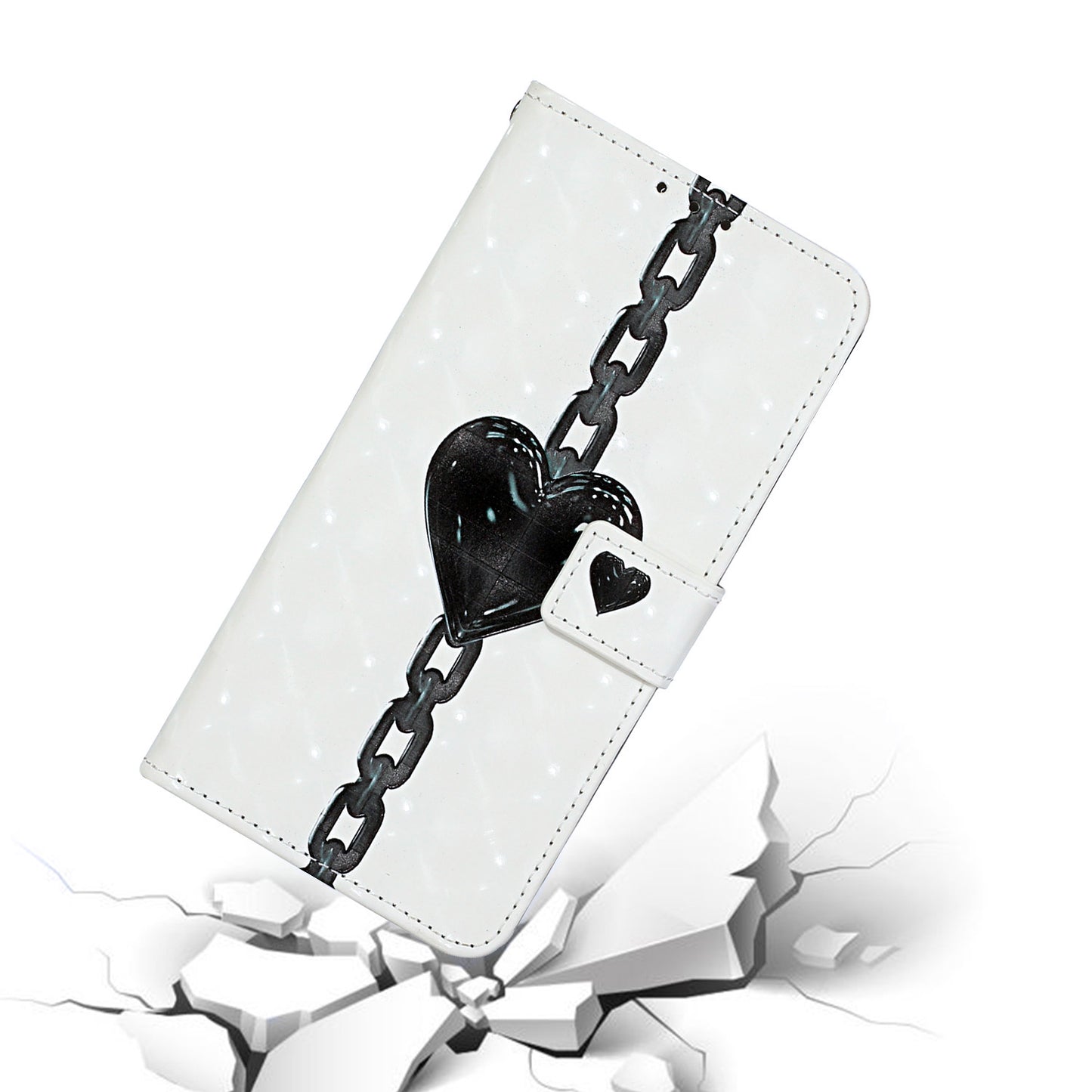 Pattern Printing Leather Protector with Hanging Strap for Samsung Galaxy S20 Plus/S20 Plus 5G Stand Case - Heart Chain