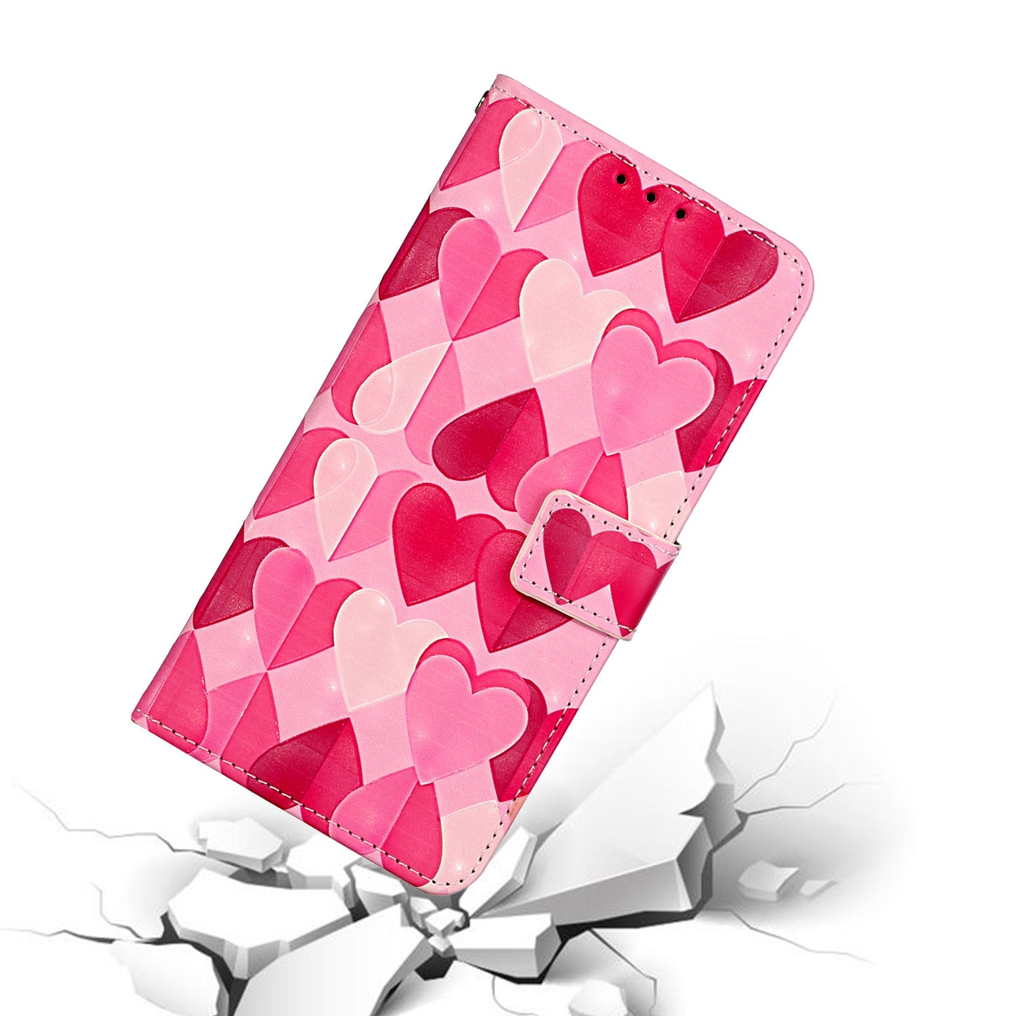 Pattern Printing Leather Protector with Hanging Strap for Samsung Galaxy S20 Plus/S20 Plus 5G Stand Case - Hearts