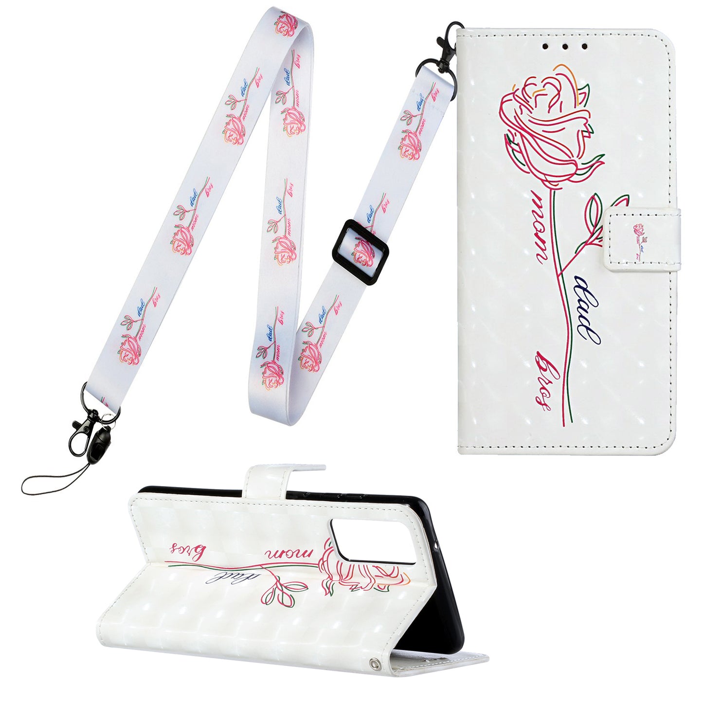 Pattern Printing Leather Protector with Hanging Strap for Samsung Galaxy S20 Plus/S20 Plus 5G Stand Case - Flower