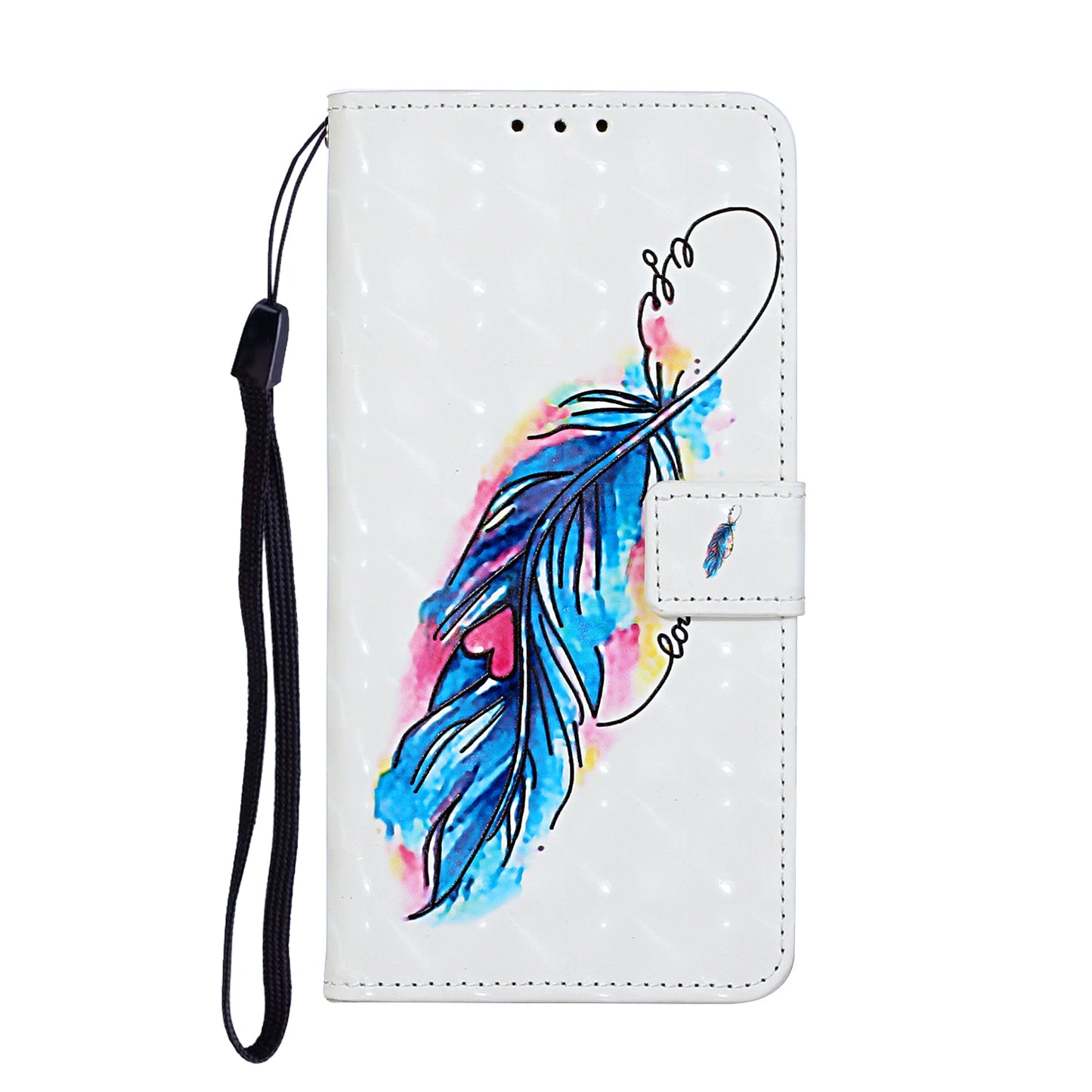 Pattern Printing Leather Protector with Hanging Strap for Samsung Galaxy S20 Plus/S20 Plus 5G Stand Case - Feather