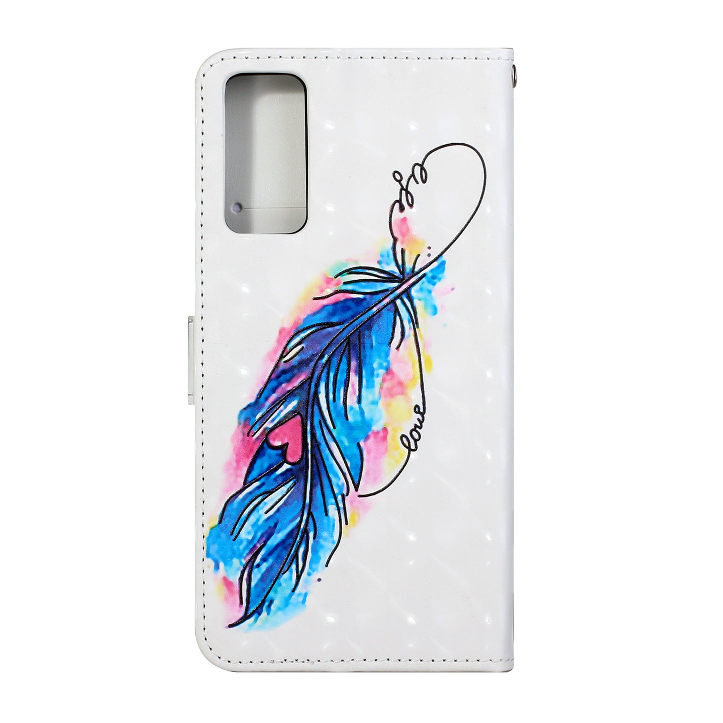 Pattern Printing Leather Protector with Hanging Strap for Samsung Galaxy S20 Plus/S20 Plus 5G Stand Case - Feather