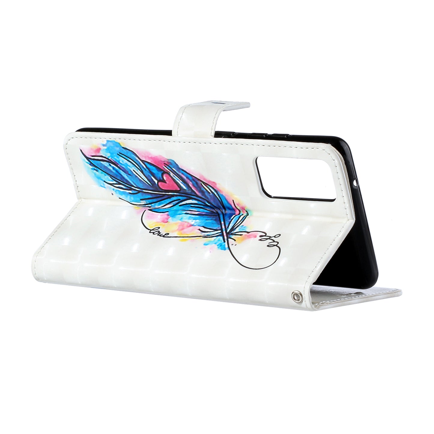 Pattern Printing Leather Protector with Hanging Strap for Samsung Galaxy S20 Plus/S20 Plus 5G Stand Case - Feather