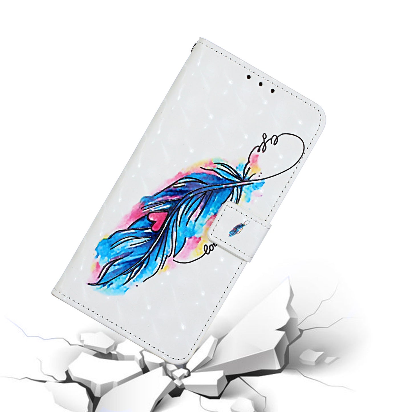 Pattern Printing Leather Protector with Hanging Strap for Samsung Galaxy S20 Plus/S20 Plus 5G Stand Case - Feather