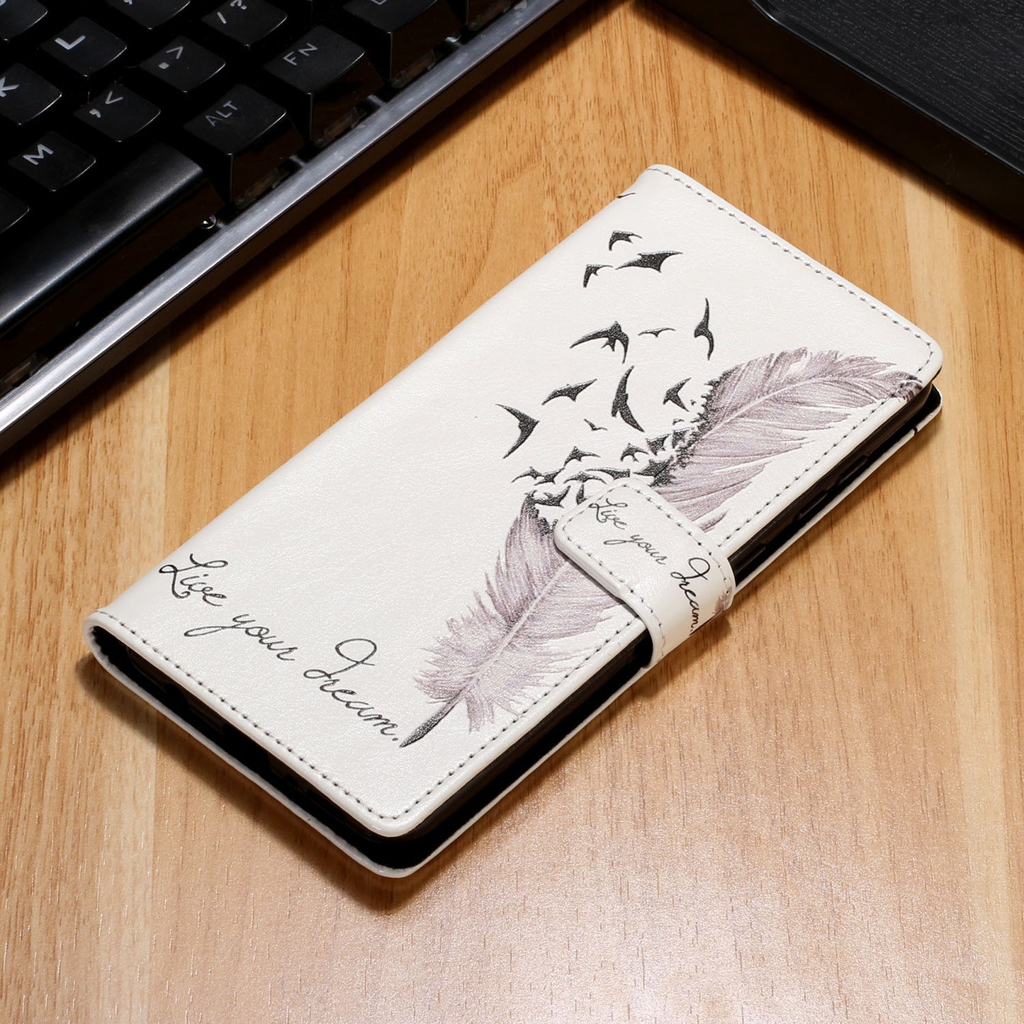 Painting Wallet Stand Leather Case for Samsung Galaxy S20 FE/S20 Fan Edition/S20 FE 5G/S20 Fan Edition 5G - Feather