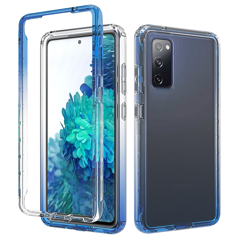 For Samsung Galaxy S20 FE 4G/5G/S20 Lite/S20 FE 2022 Gradient Color Clear TPU + PC Case - Blue