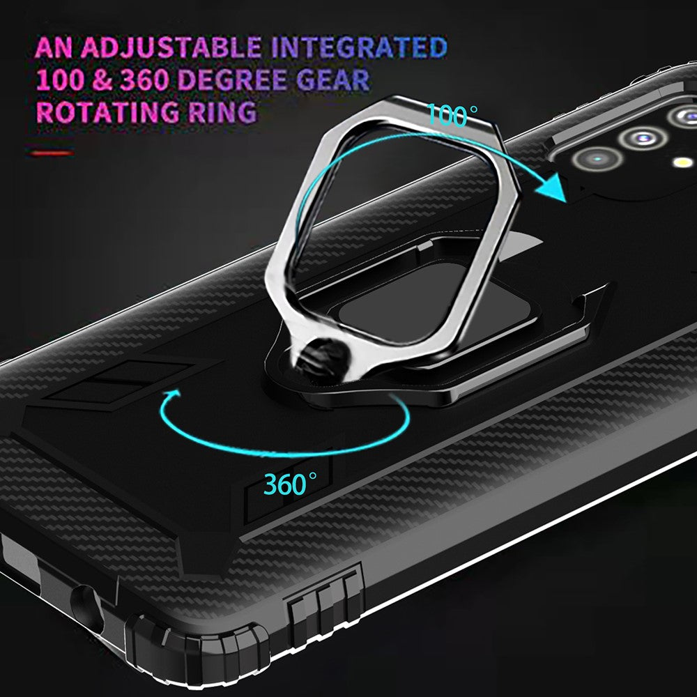 TPU Phone Protector Shell with Finger Ring Kickstand for Samsung Galaxy M51 (without Fingerprint Version) - Black