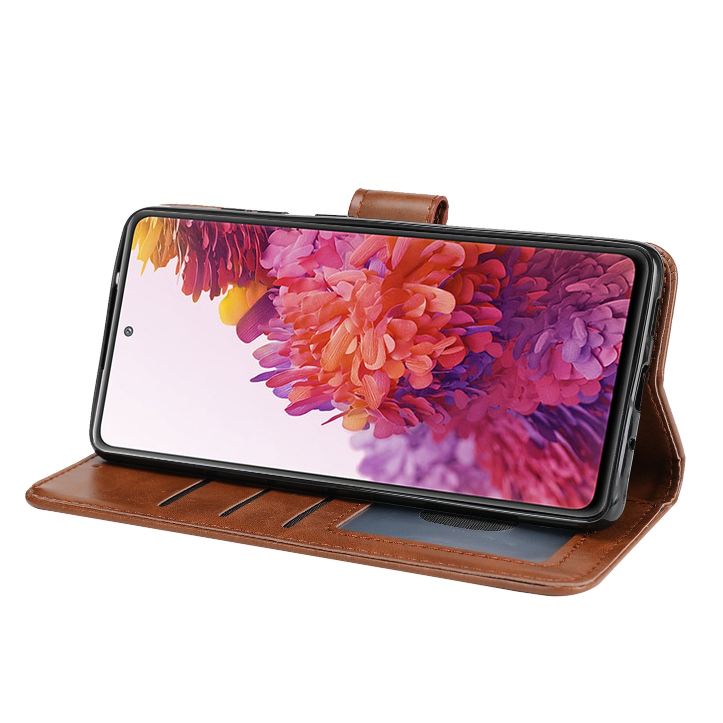Crazy Horse Texture Leather Folio Flip Phone Cover Case for Samsung Galaxy S20 FE/S20 Fan Edition/S20 FE 5G/S20 Fan Edition 5G - Brown