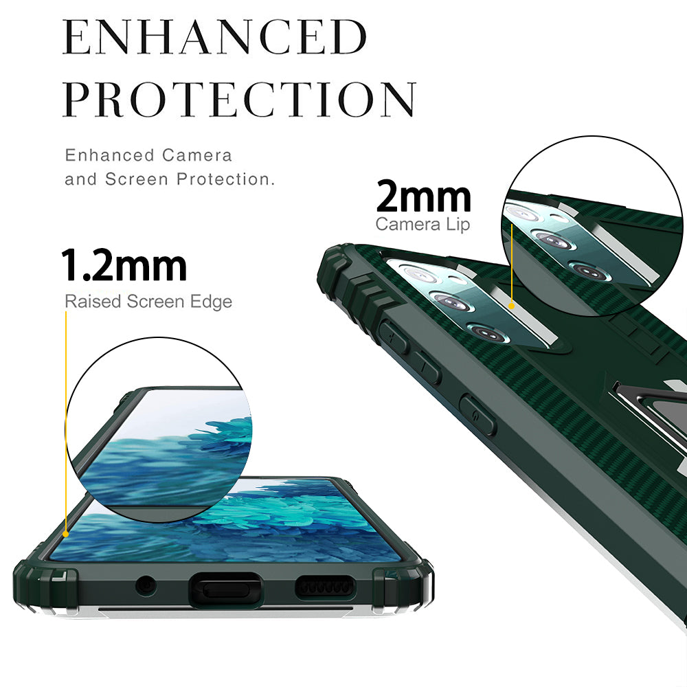 For Samsung Galaxy S20 FE 4G/5G/S20 Lite/S20 FE 2022 Finger Ring Kickstand Phone Case TPU Protector Shell - Green