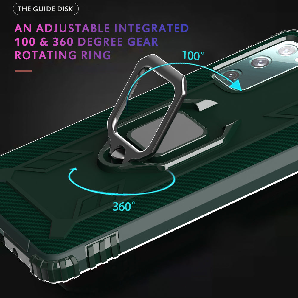 For Samsung Galaxy S20 FE 4G/5G/S20 Lite/S20 FE 2022 Finger Ring Kickstand Phone Case TPU Protector Shell - Green