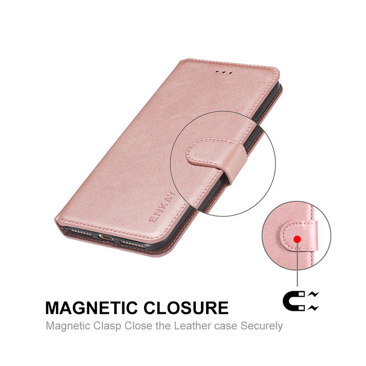 HAT PRINCE ENKAY ENK-PUC030 for Samsung Galaxy S20 FE 4G / 5G / S20 Lite / S20 FE 2022 PU Leather + TPU Wallet Stand Phone Case - Rose Gold