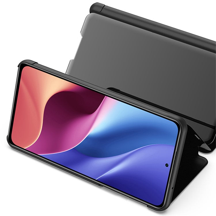 Plated Mirror Surface Case for Samsung Galaxy A12 View Window Leather Cover - Rose Gold