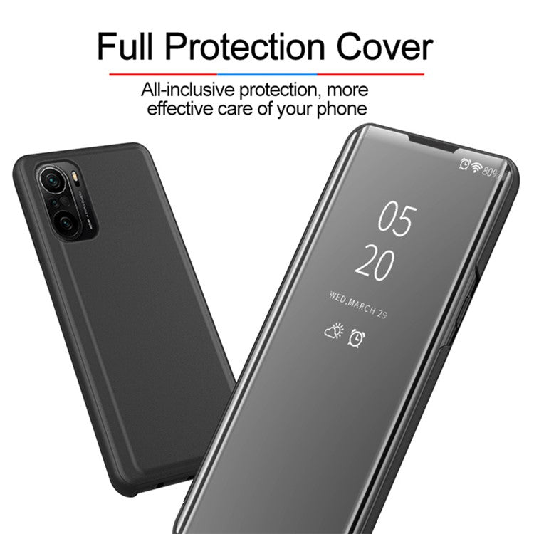 Plated Mirror Surface Case for Samsung Galaxy A12 View Window Leather Cover - Rose Gold