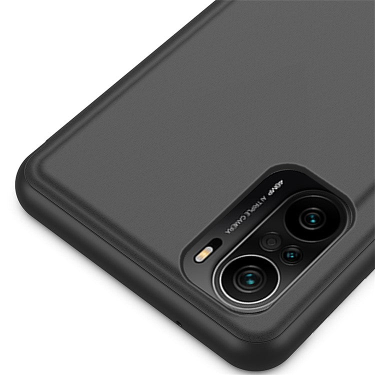 Plated Mirror Surface Case for Samsung Galaxy A12 View Window Leather Cover - Rose Gold