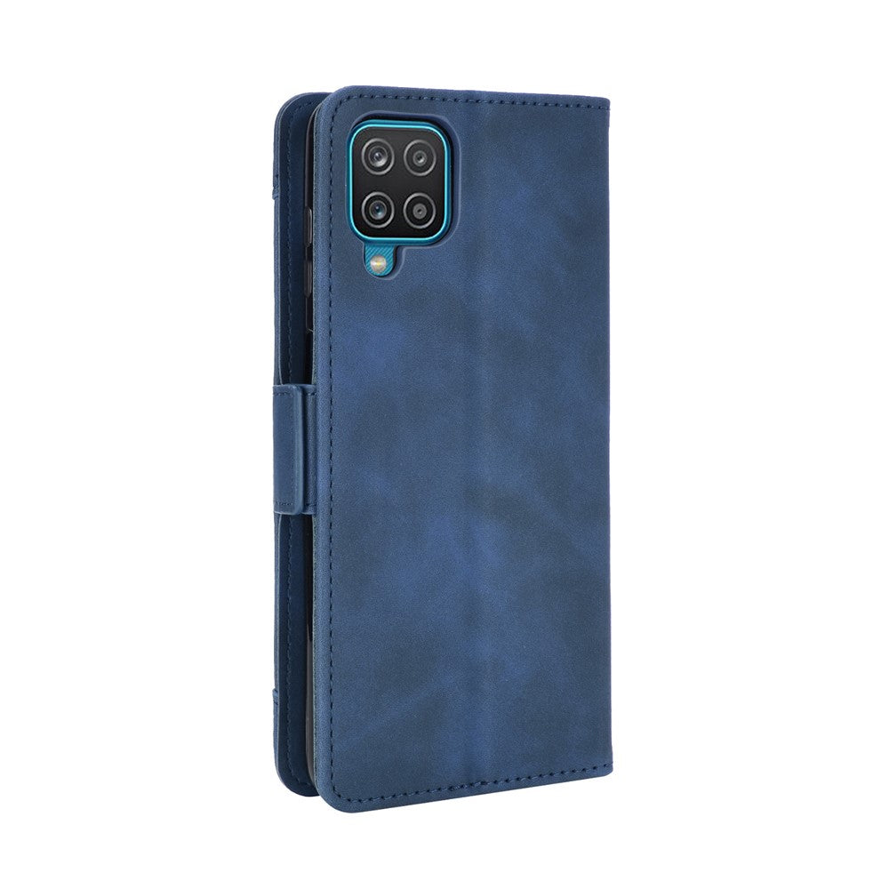 For Samsung Galaxy M12 / A12 Multiple Card Slots Protective Cover Stand Leather Case - Blue