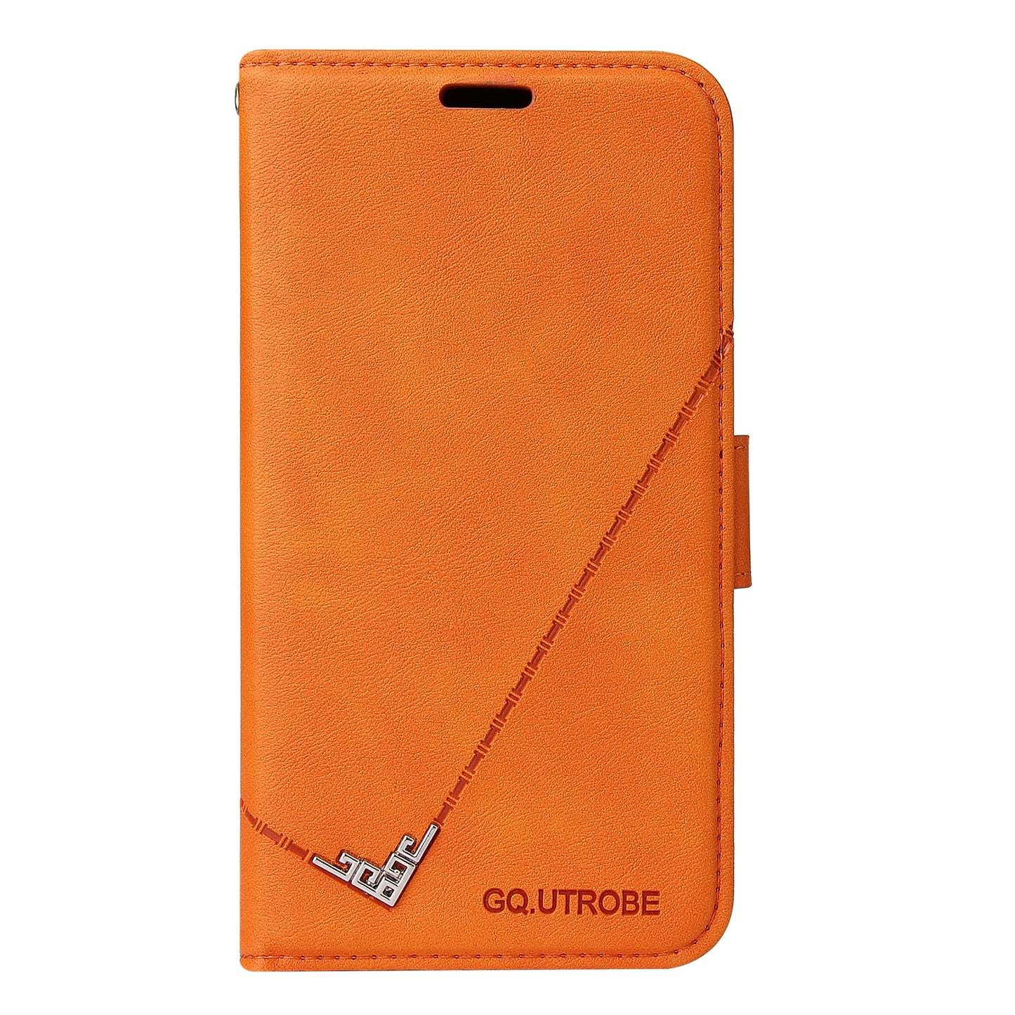 GQ.UTROBE Rectangular Metal Decor Stand Leather Cover for Samsung Galaxy S20 FE/S20 Fan Edition/S20 FE 5G/S20 Fan Edition 5G - Orange