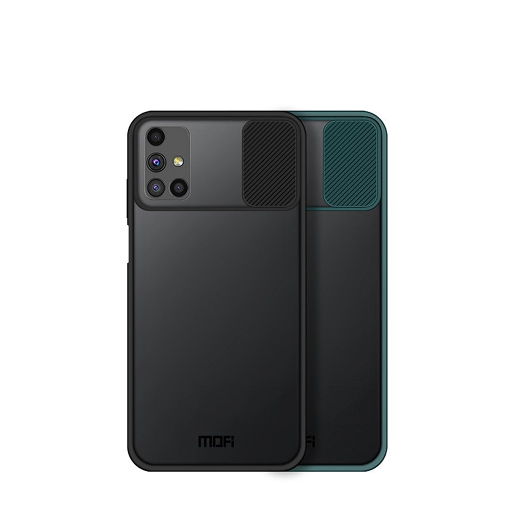 MOFI XINDUN Series Hybrid Shock-Absorbed Case with Slide Lens Protective Cover for Samsung Galaxy M51 - Black