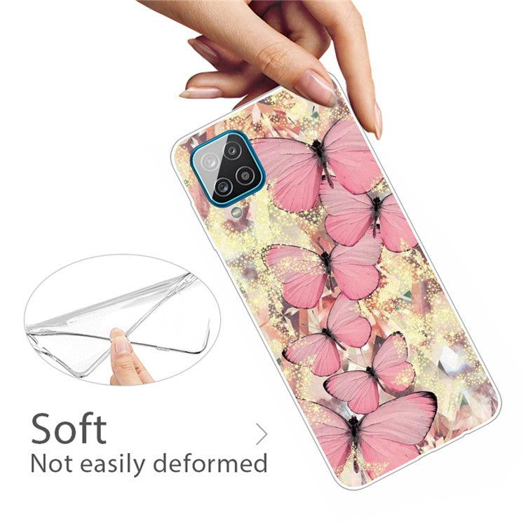 Pattern Printing TPU Protector for Samsung Galaxy A12 Phone Case - Pink Butterfly